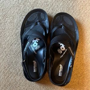 Brand new, Flat black sandals, size 9, never worn outside.